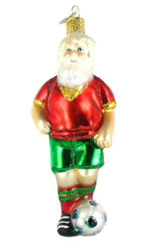 Old World Christmas Soccer Santa Glass Ornament