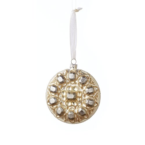 Sage & Co. XAO16928WH Glass Medallion Ornament, 4-Inch
