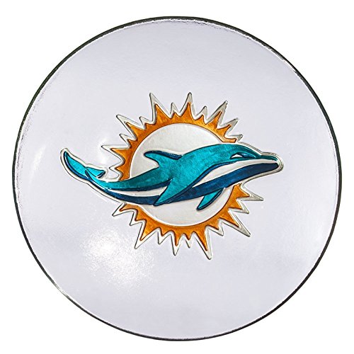 Team Sports America Miami Dolphins Glass Birdbath Bowl, 18 inches