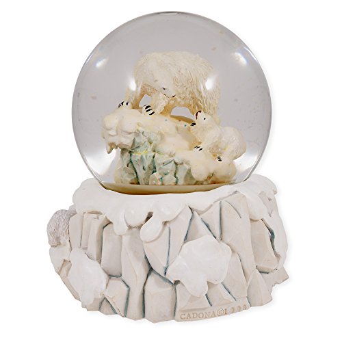 Polar Bear with Cubs Glass Musical Snow Globe Plays Song Can’t Take My Eyes Off of You