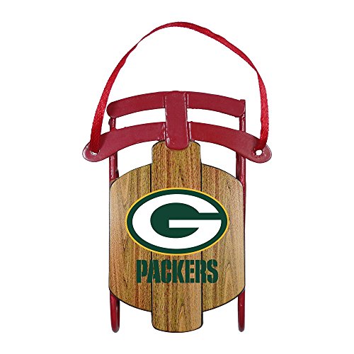 Green Bay Packers Official NFL 3.5 inch Metal Sled Christmas Ornament