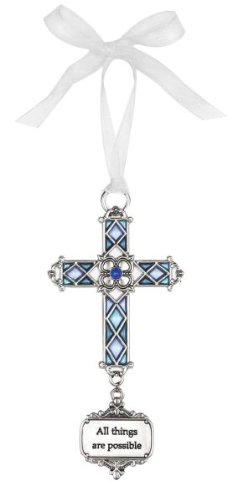 Ganz All Things Are Possible Stained Glass Cross Ornament Size: 3 1/2 inches