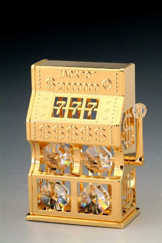 Slot Machine Swarovski Crystal 24k Gold Ornament NIB
