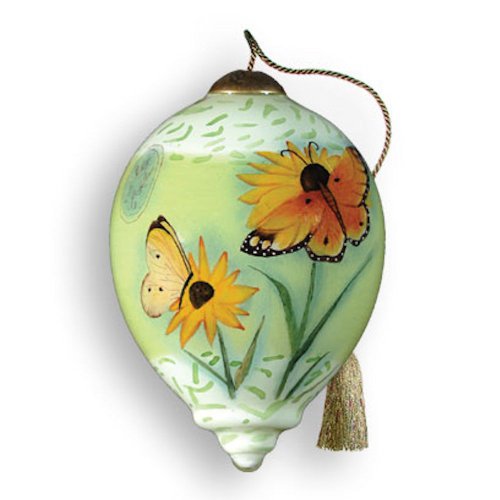 Ne’Qwa Art Floral Butterflies – Glass Ornament Hand-Painted 560-NEQ