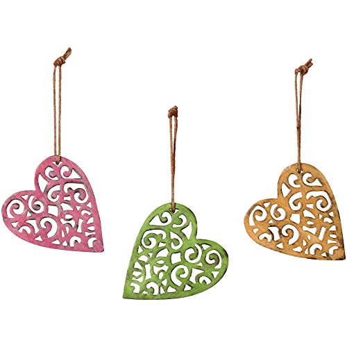 Sage & Co. XAO14557 Carved Wood Heart Ornament