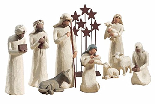 Willow Tree 10 Piece Starter Nativity Set By Susan Lordi with Go Green! Compressed Bamboo Towels