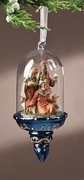 6″ Fontanini Religious Three Kings Wisemen Nativity Glass Dome Christmas Ornament