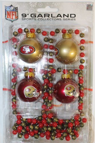 San Francisco 49ers NFL 9′ (Feet) Christmas Tree Garland Beads