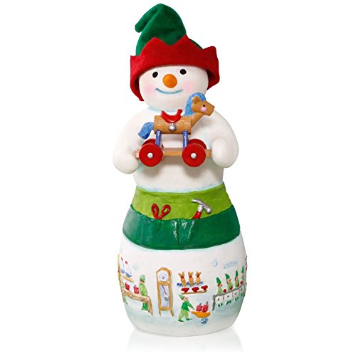 Hans K. Woodsworth Snowtop Lodge Porcelain Snowman Elf Ornament 2015 Hallmark