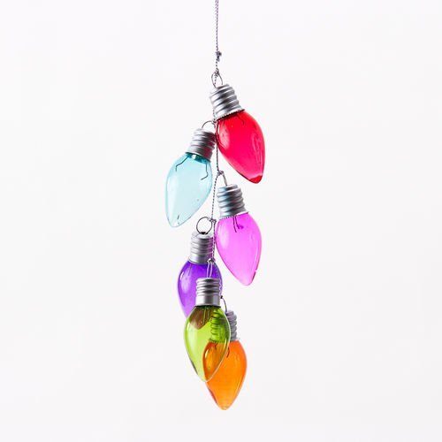 Colorful Light Bulb Style Cluster Glass Christmas Ornament, 7 Inches, Multicolored