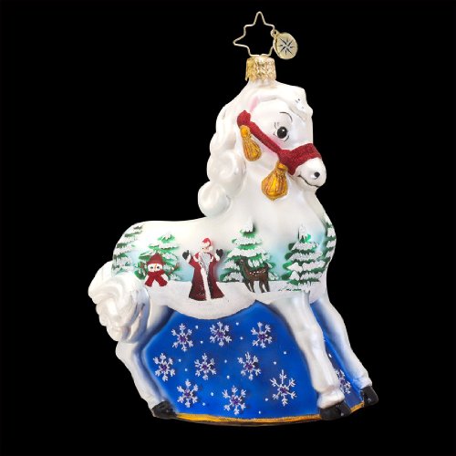 RADKO A WINTER’S TALE PONY Hand Painted Horse Glass Ornament
