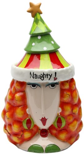Appletree Design 62683 Naughty and Nice Ceramic Cookie Jar with Seasonal Design, 6-1/2 by 11-3/4 by 4-3/4-Inch