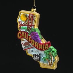 Kurt Adler Glass “California” Ornament, 6.5-Inch
