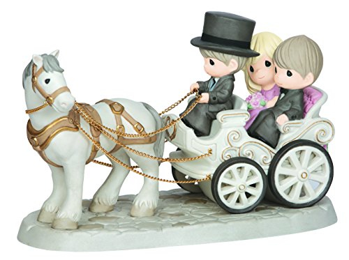 Precious Moments Couple in Carriage with Horse and Driver Deluxe Figurine