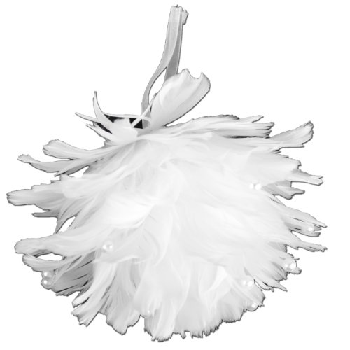 Touch of Nature 1-Piece Goose Feather Ball Ornament with Pearls for Arts and Crafts, 6-Inch, White