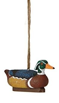 Duck Decoy Brown and Blue with Orange Beak Ornament