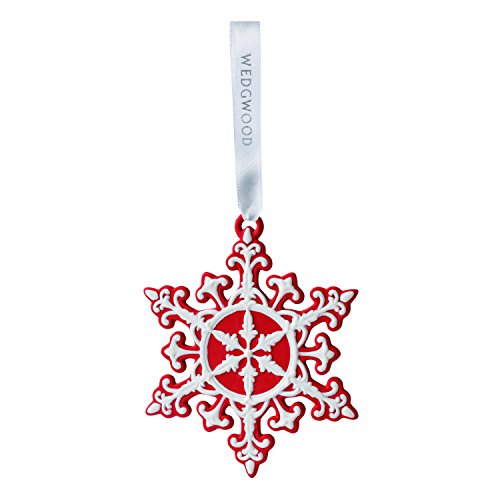Wedgwood Neoclassical Snowflake Christmas Ornament, Red