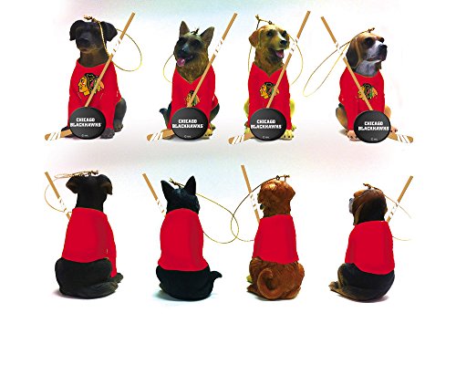 Team Dog Ornaments, 4 Assort., Chicago Blackhawks