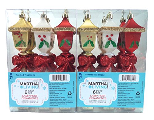 Martha Stewart Living Lamp Post Christmas Ornaments, 6 Ornaments/Pkg., Pack of (2)