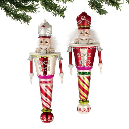 Large Nutcracker Glass Finial Ornaments by Department 56, 2 Pack