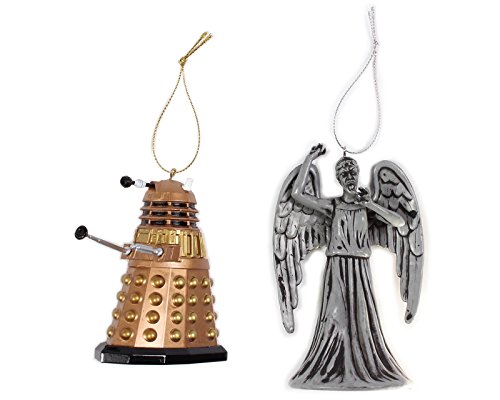 Plastic Doctor Who Christmas Ornament – Weeping Angel and Dalek