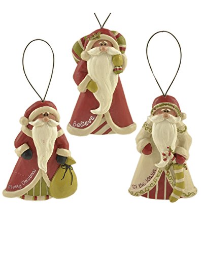 Set of 3 Old World Santas with Bags/Stocking Ornaments