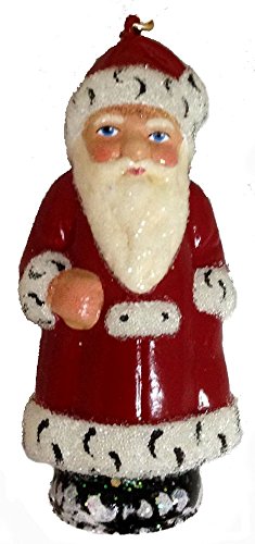 Ino Schaller Red Beaded Trim Santa German Paper Mache Christmas Ornament