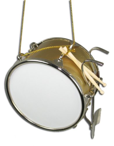 Miniature Gold Bass Drum Christmas Ornament 3″ X 2″