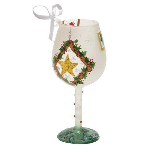 Santa Barbara Design Studio Lolita Holiday Wine Glass Ornament, Mini, Frosted Window Panes