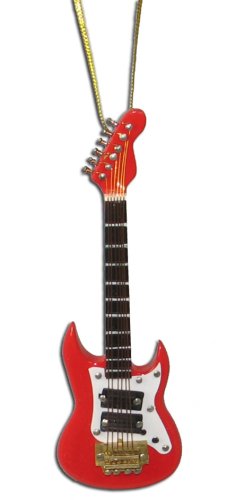 Miniature Red Electric Guitar Christmas Ornament 4″