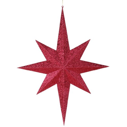 Vickerman 25478 – 31.5″ Red Glitter 8 Point Star Christmas Tree Ornament (M116703)