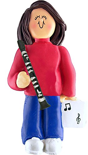 Music Treasures Co. Female Musician Clarinet Ornament – Brown