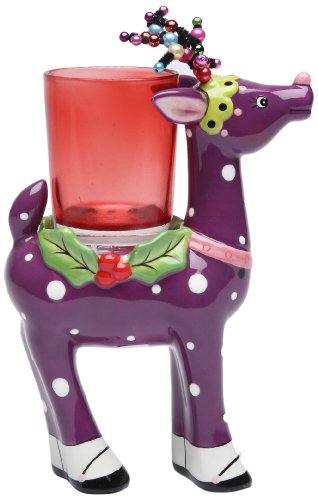 Appletree Design 62014 Deer with Glass Votive Holder, 4-3/8 by 5-3/4 by 2-3/8-Inch, Purple