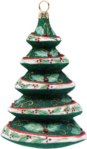 Glitterazzi Holly Berry Tree Glass Christmas Ornament by Joy To The World Collectibles – 4.5″H.