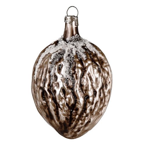 Vintage mouthblown Christmas Glass ornament “Walnut” with glimmer by MAROLIN® Germany