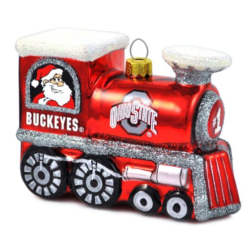 NCAA Ohio State Buckeyes Blown Glass Train Ornament