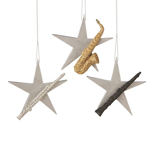Clarinet with Silver Star Background Christmas Ornament