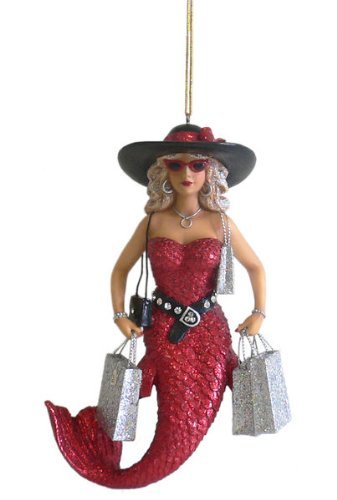 Lady Spend A Buck Mermaid Shopper Diva Holiday Ornament