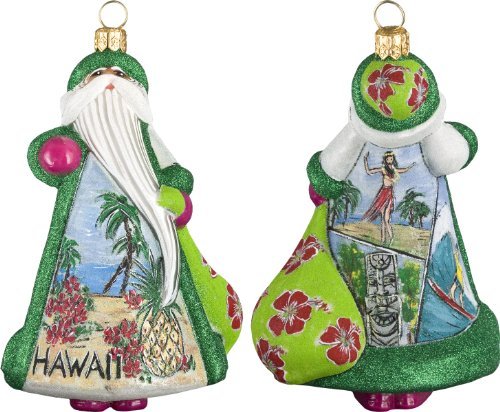 Glitterazzi Aloha Hawaiian Santa Ornament