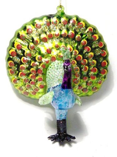 Green Glass Peacock Ornament