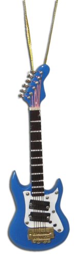 Miniature Blue Electric Guitar Christmas Ornament 4″