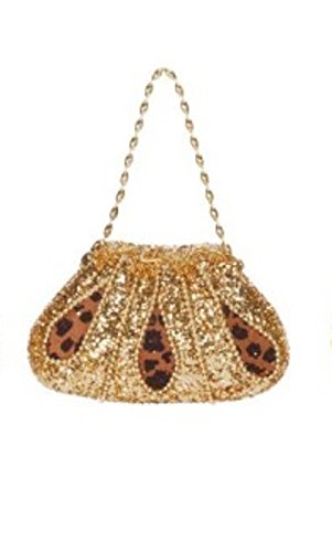 6.5 Diva Safari Leopard Print Gold Glitter Embellished Evening Bag Purse Ornament