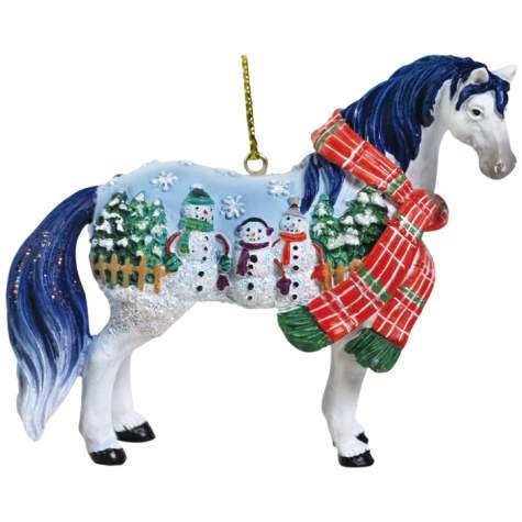 Westland Giftware Horse of a Different Color Ornament Figurine, 2.25-Inch, Snowman Mustang