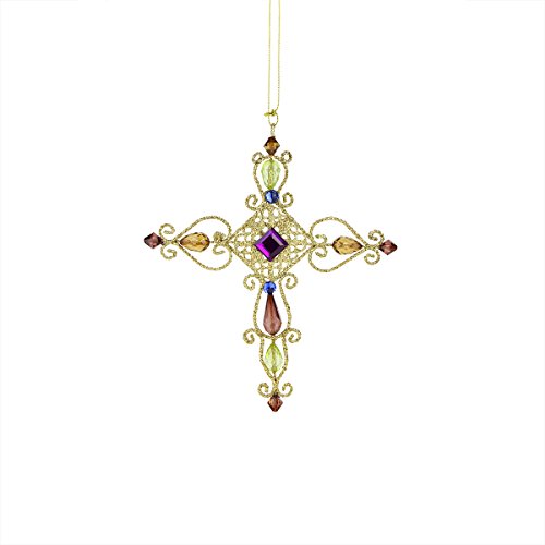 7″ Victorian Inspirations Diamond Center Wire Cross Christmas Ornament