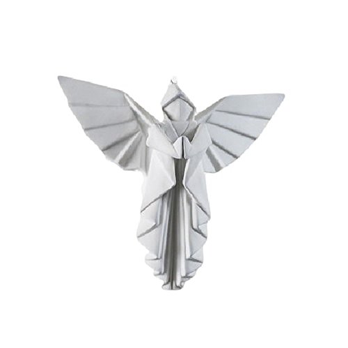 Porcelain Origami Style Angel Hanging Figurine or Ornament, White, 4 Inches