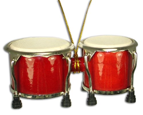 Miniature Bongo Drum Christmas Ornament 4″