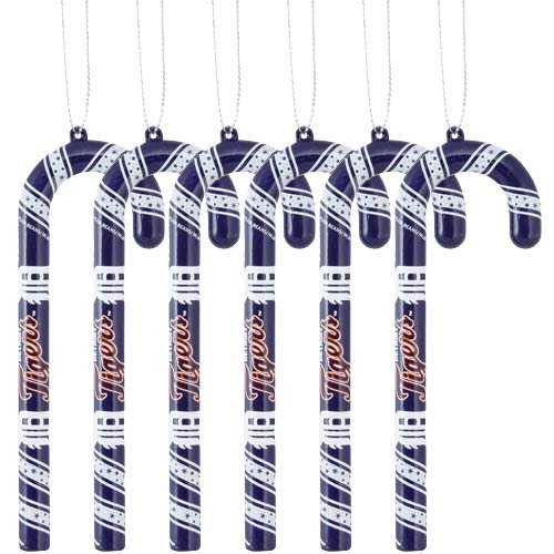 Detroit Tigers 6-Pack Team Color Candy Cane Ornaments
