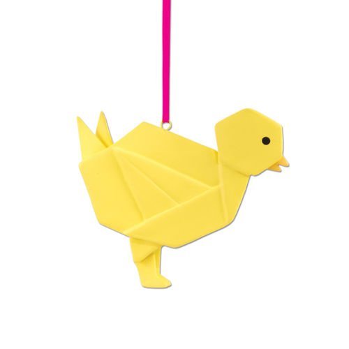 Porcelain Origami Chick Christmas or Spring Ornament, Gift Boxed, 3 Inches, Yellow