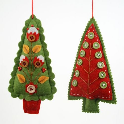 Fabric Tree Ornament Set of 2 By One Hundred 80 Degrees