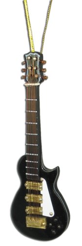Miniature Black Les Paul Electric Guitar Christmas Ornament 4″